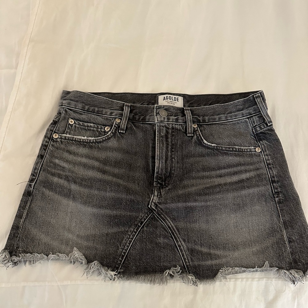 Agolde black / dark grey mini jean skirt